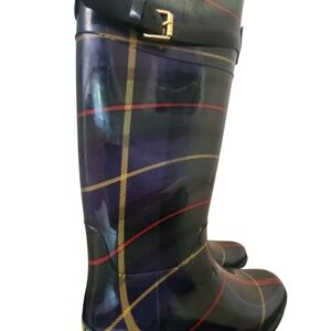 Lauren Ralph Lauren Plaid Rain Boots - Black and Yellow